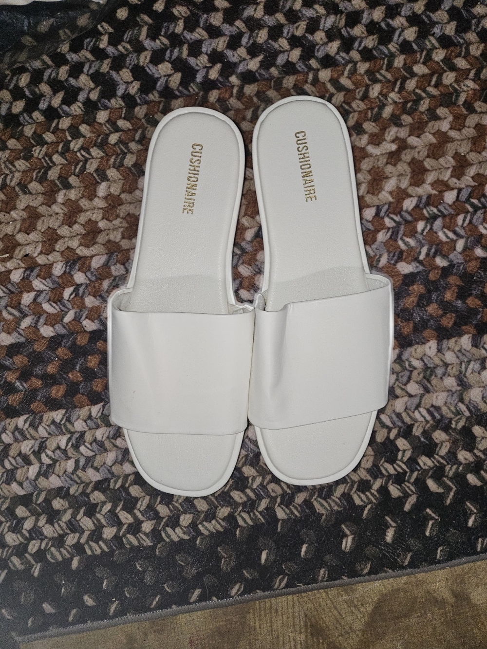 Cushionaire Women’s White Slide Sandals - Easy Slip-On Comfort
